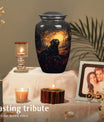 Black Labrador Cremation Urn for Dog Ashes – Forest Sunset Memorial Keepsake