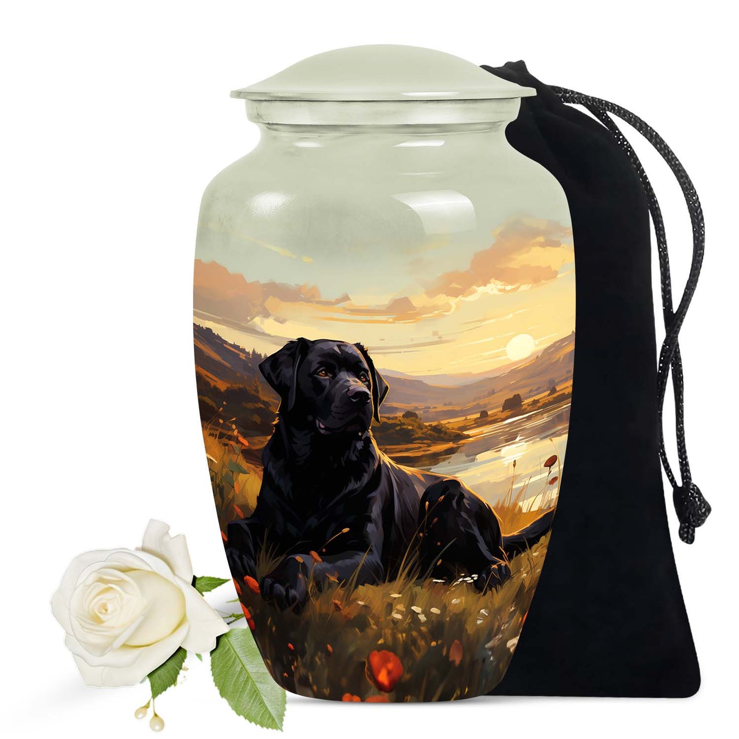 Black Personalized Dog Cremation Urn for Pet Ashes - Yatskia