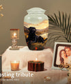 Black Labrador Cremation Urn for Dog Ashes – Sunset Memorial Keepsake