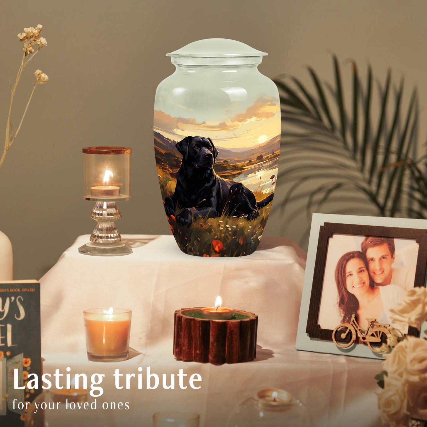 Black Personalized Dog Cremation Urn for Pet Ashes - Yatskia