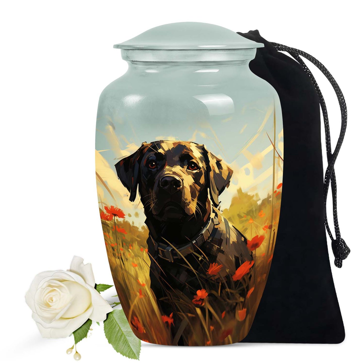 Black Personalized Dog Cremation Urn for Pet Ashes - Yatskia