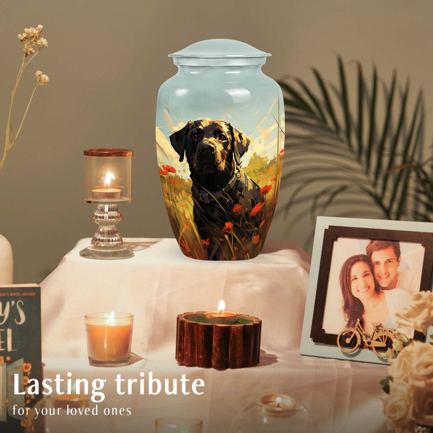 Black Personalized Dog Cremation Urn for Pet Ashes - Yatskia