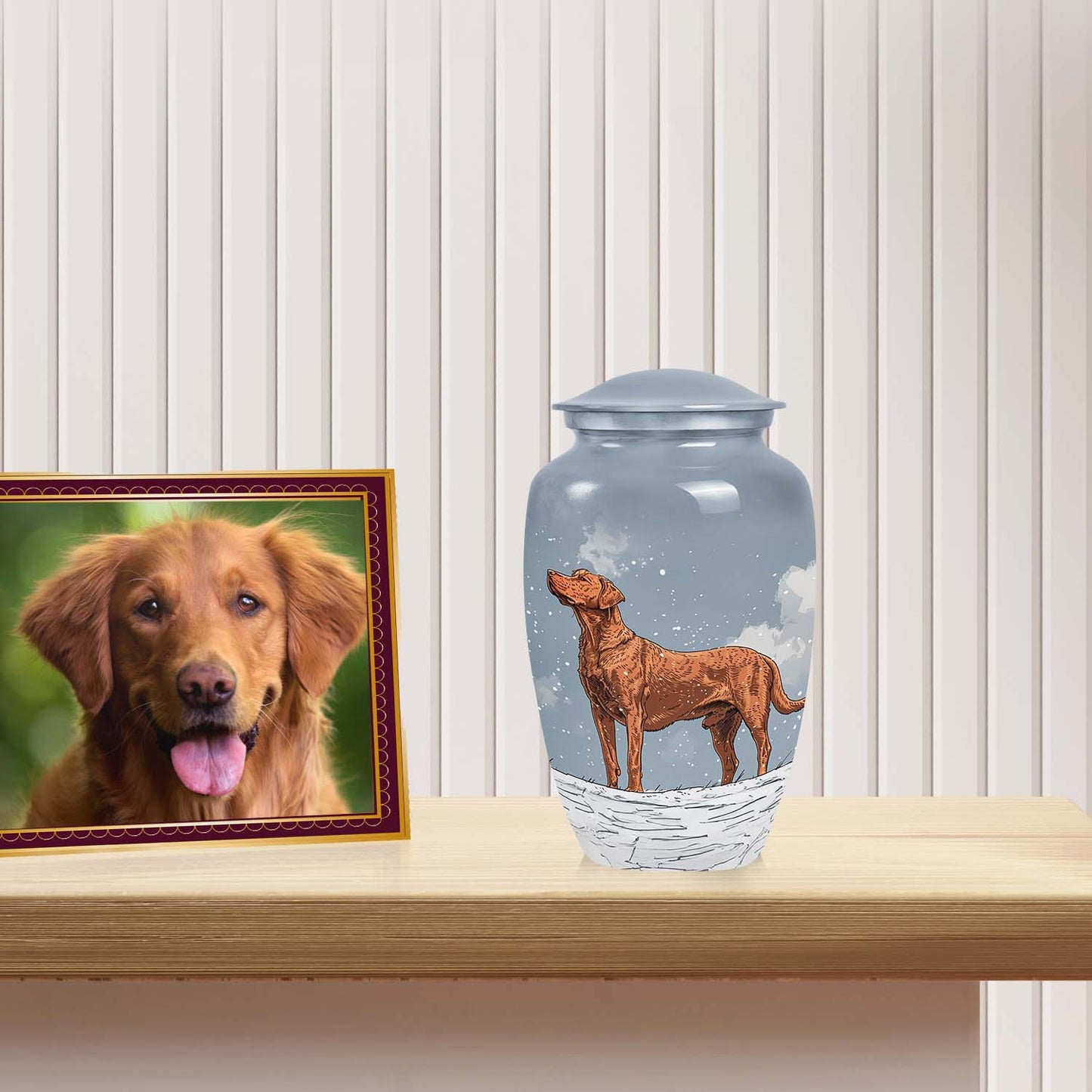 Brown Personalized Dog Keepsake Urn for Pet Ashes - Yatskia