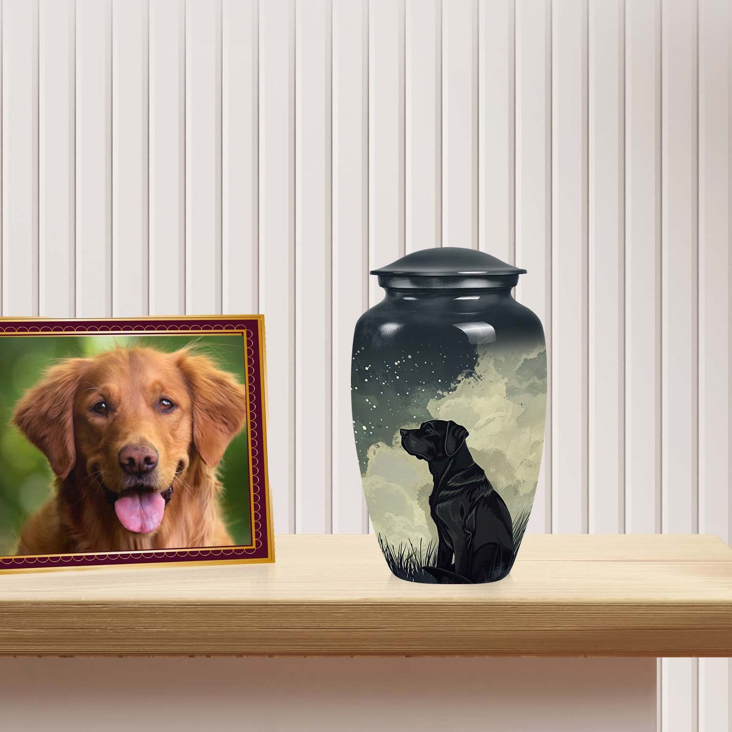 Black Labrador Memorial Urn for Ashes – Personalized Pet Cremation Urn