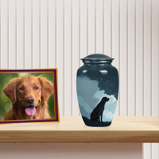 Black Dog Pet Cremation Urn - Premium Pet Cremation Tribute