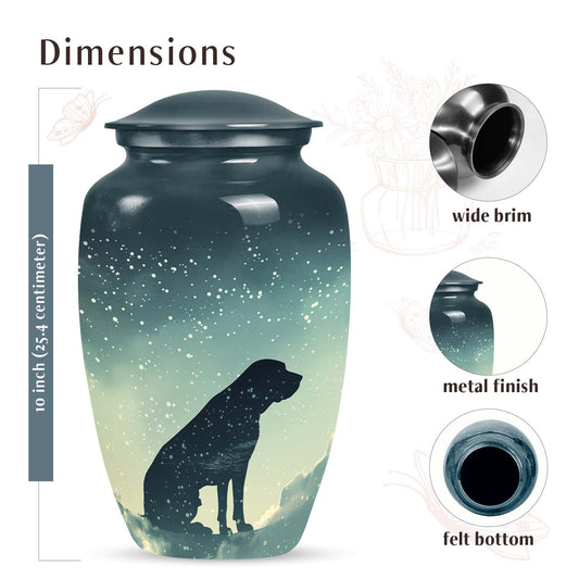 Dog Silhouette Cremation Urn 10 Inch – Starry Night Pet Memorial Keepsake