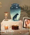 Dog Silhouette Cremation Urn 10 Inch – Starry Night Pet Memorial Keepsake