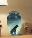 Dog Silhouette Cremation Urn 10 Inch – Starry Night Pet Memorial Keepsake