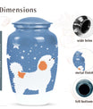 White Fluffy Dog Pet Cremation Urn For Ashes - Dog Memorial Urn