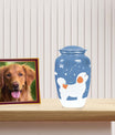 White Fluffy Dog Pet Cremation Urn For Ashes - Dog Memorial Urn