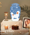 White Fluffy Dog Pet Cremation Urn For Ashes - Dog Memorial Urn