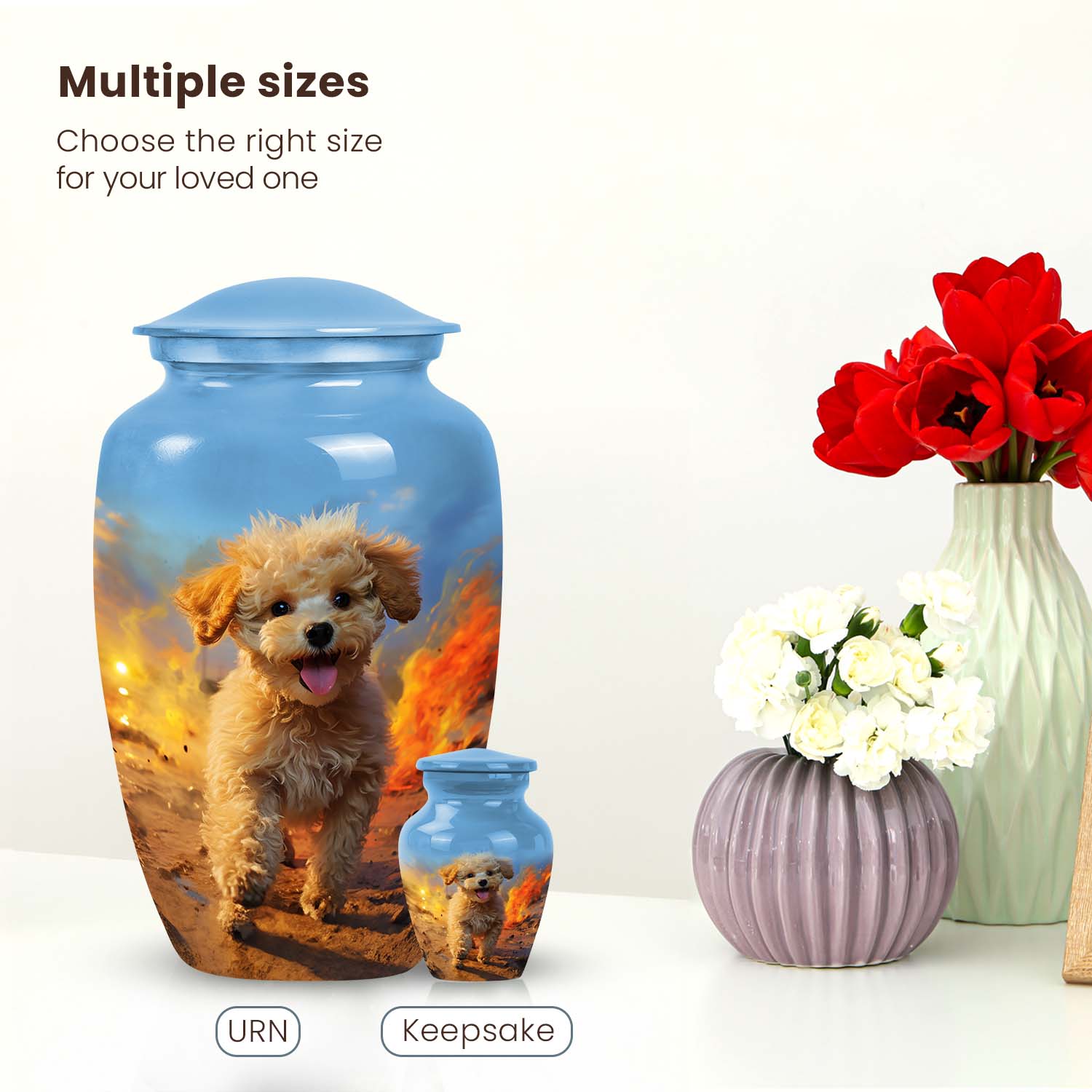 Handmade Poodle Cremation Urn for Pet Ashes - Pet Memorial Urns