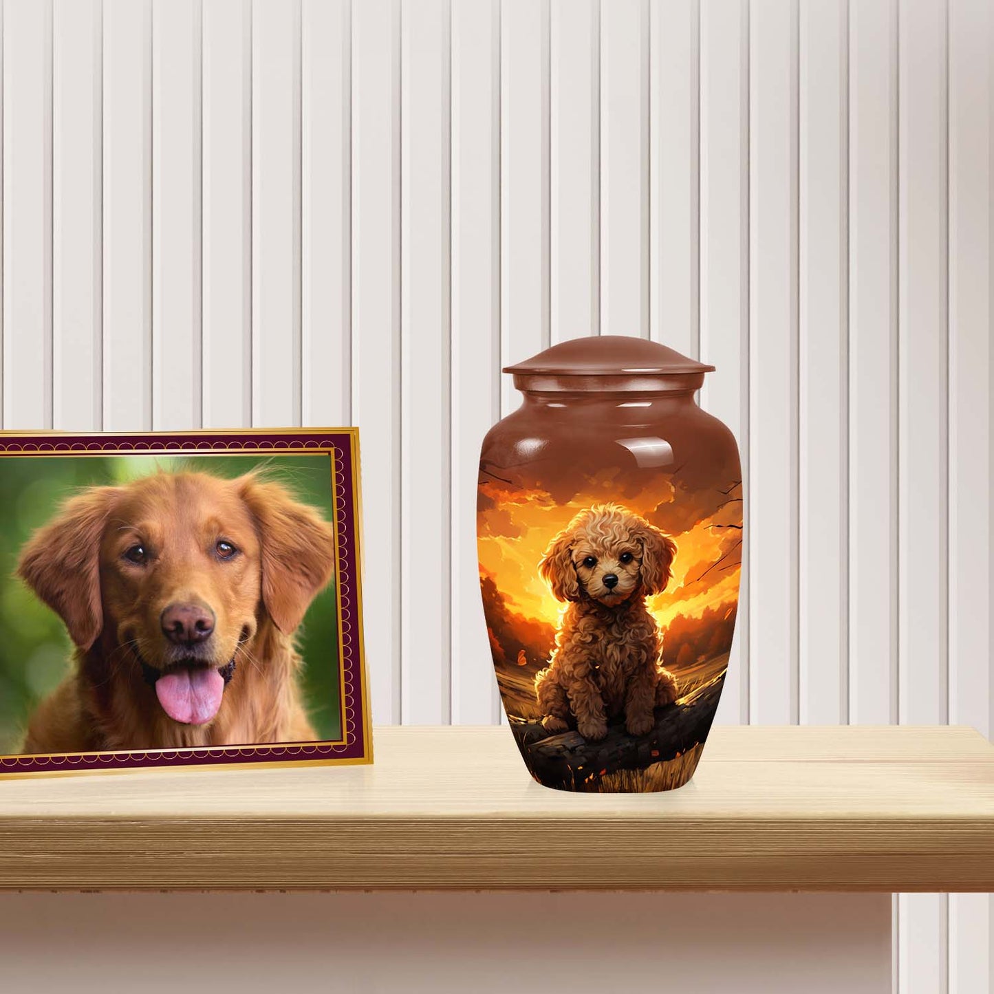 Brown Personalized Dog Cremation Urn for Pet Ashes - Yatskia