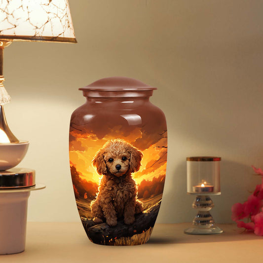 Dark Brown Pet Urn for Dog - Pet Cremation Urn for Poodle Dog Ashes