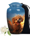 Blue Sky and Golden Sunset Art - Personalized Poodle Urn for Pet Ashes