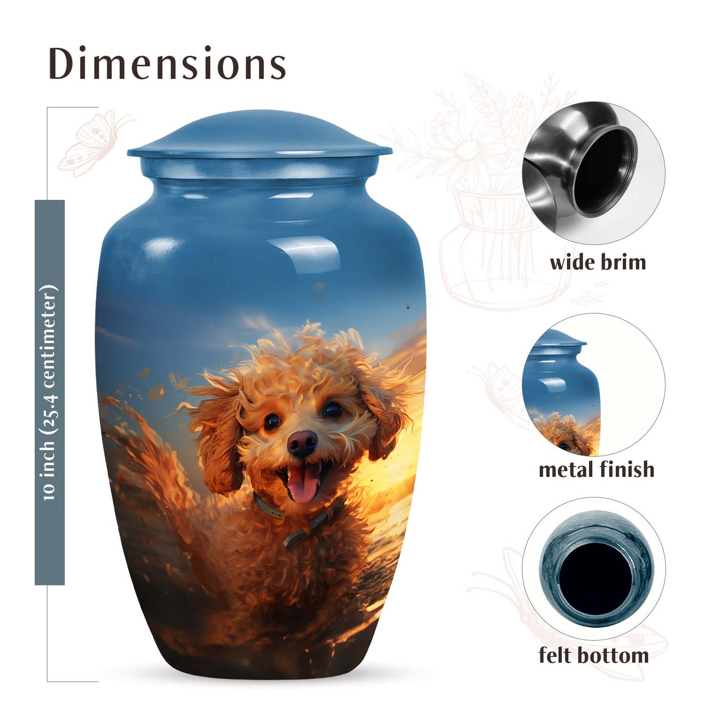Blue Personalized Dog Cremation Urn for Pet Ashes - Yatskia