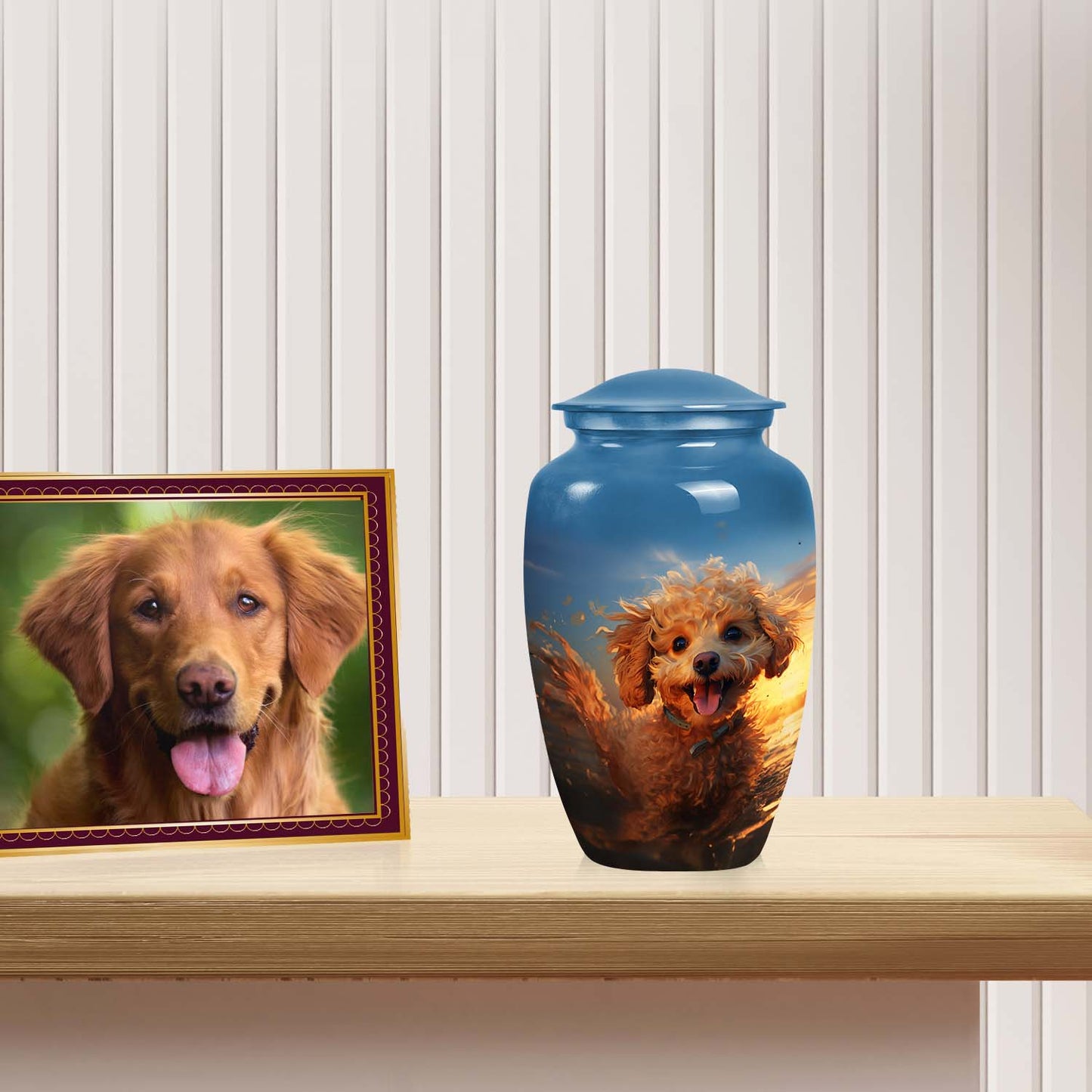 Blue Personalized Dog Cremation Urn for Pet Ashes - Yatskia