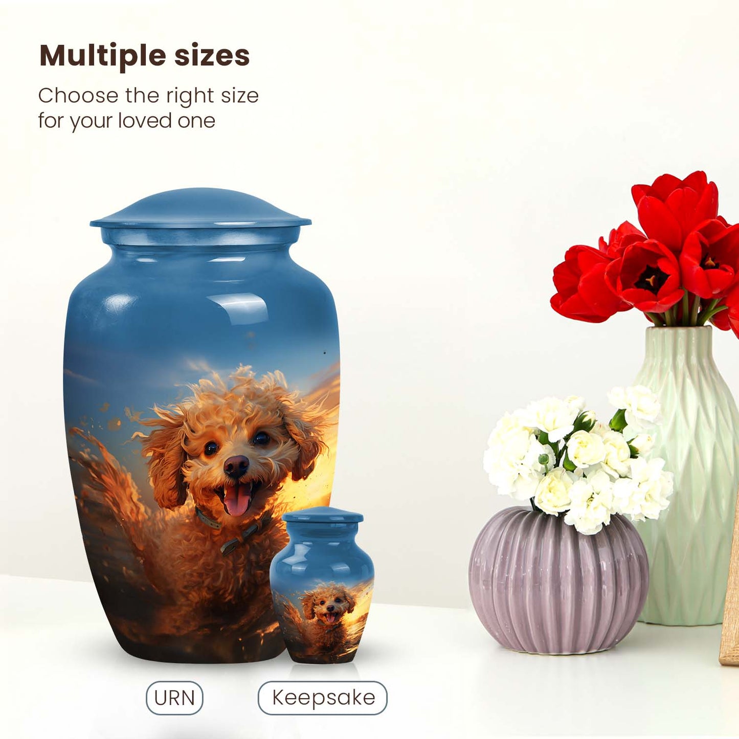 Blue Personalized Dog Cremation Urn for Pet Ashes - Yatskia