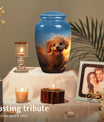 Blue Sky and Golden Sunset Art - Personalized Poodle Urn for Pet Ashes