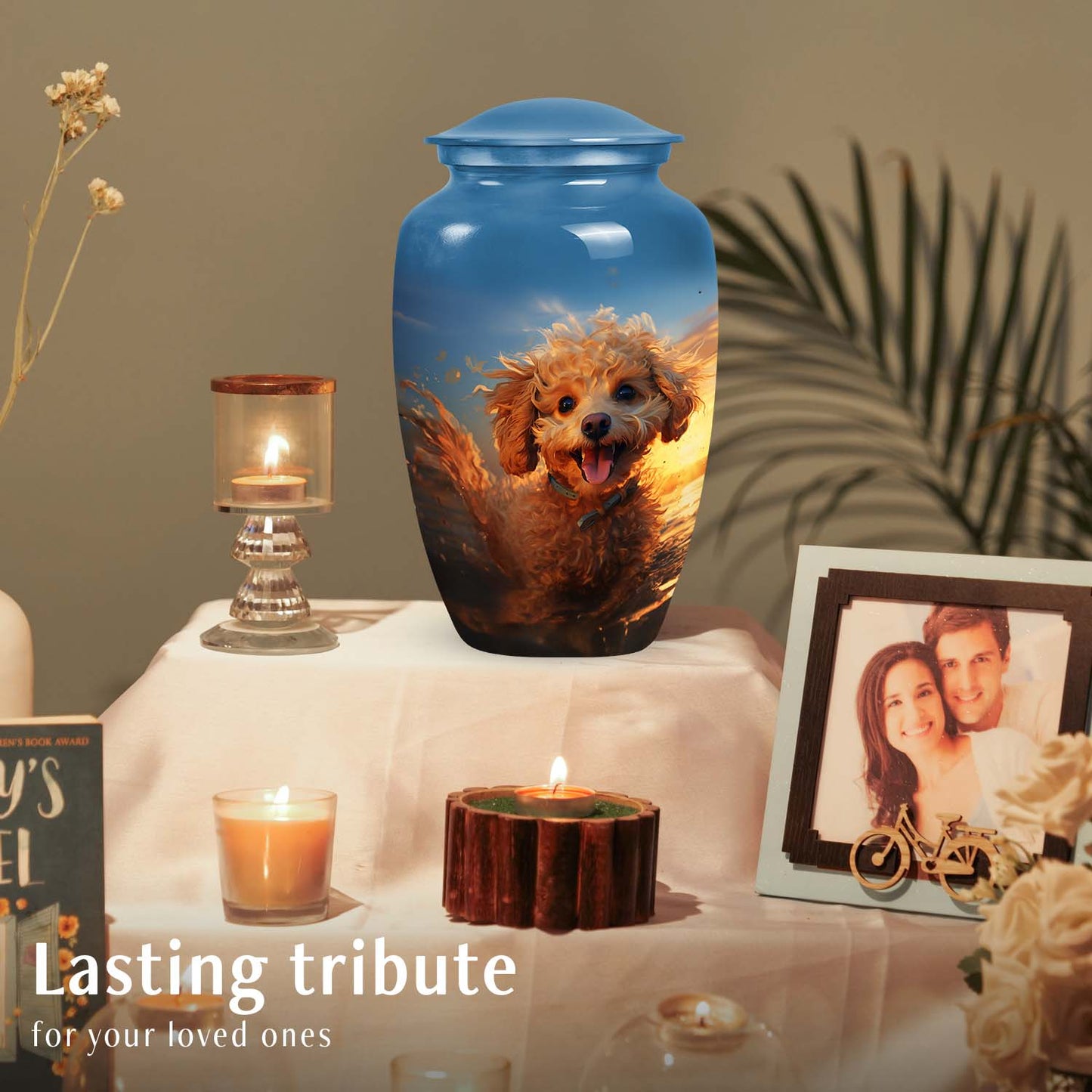 Blue Personalized Dog Cremation Urn for Pet Ashes - Yatskia