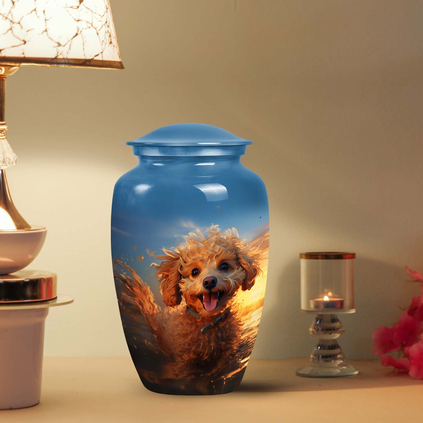 Blue Personalized Dog Cremation Urn for Pet Ashes - Yatskia