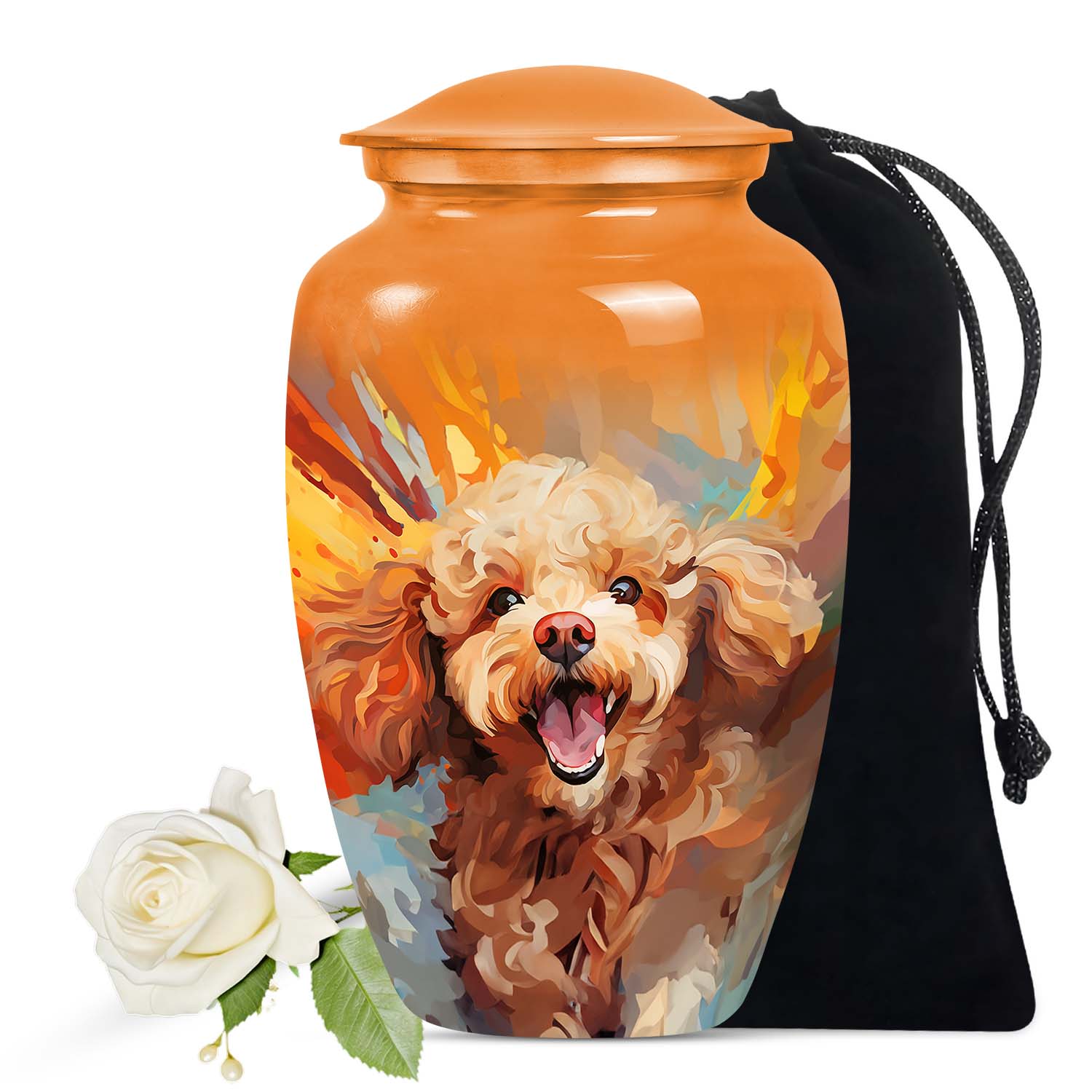 Orange Cremation Urn for Dog Ashes – Poodle Urn for Dog Ashes