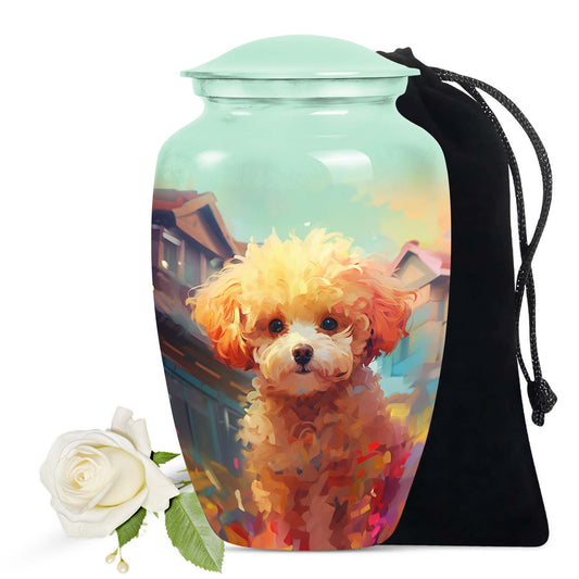 Handmade Poodle Cremation Mini Urn For Ashes - Pet Urns for Small Dogs