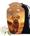 Golden Brown Pet Cremation Urn for Poodle Dog - Keepsake Urn for Pet Ashes
