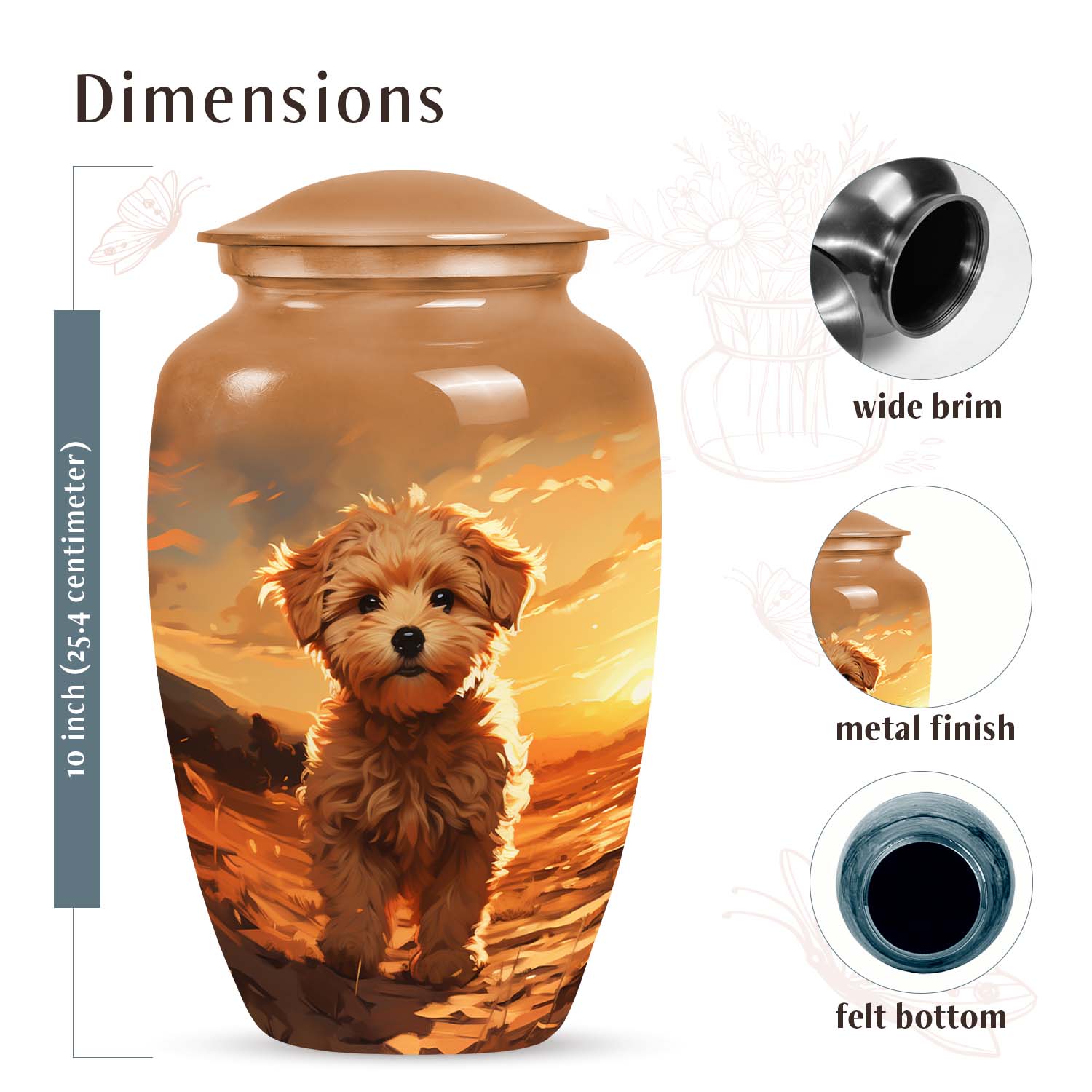 Golden Brown Pet Cremation Urn for Poodle Dog - Keepsake Urn for Pet Ashes