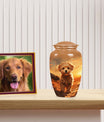 Golden Brown Pet Cremation Urn for Poodle Dog - Keepsake Urn for Pet Ashes