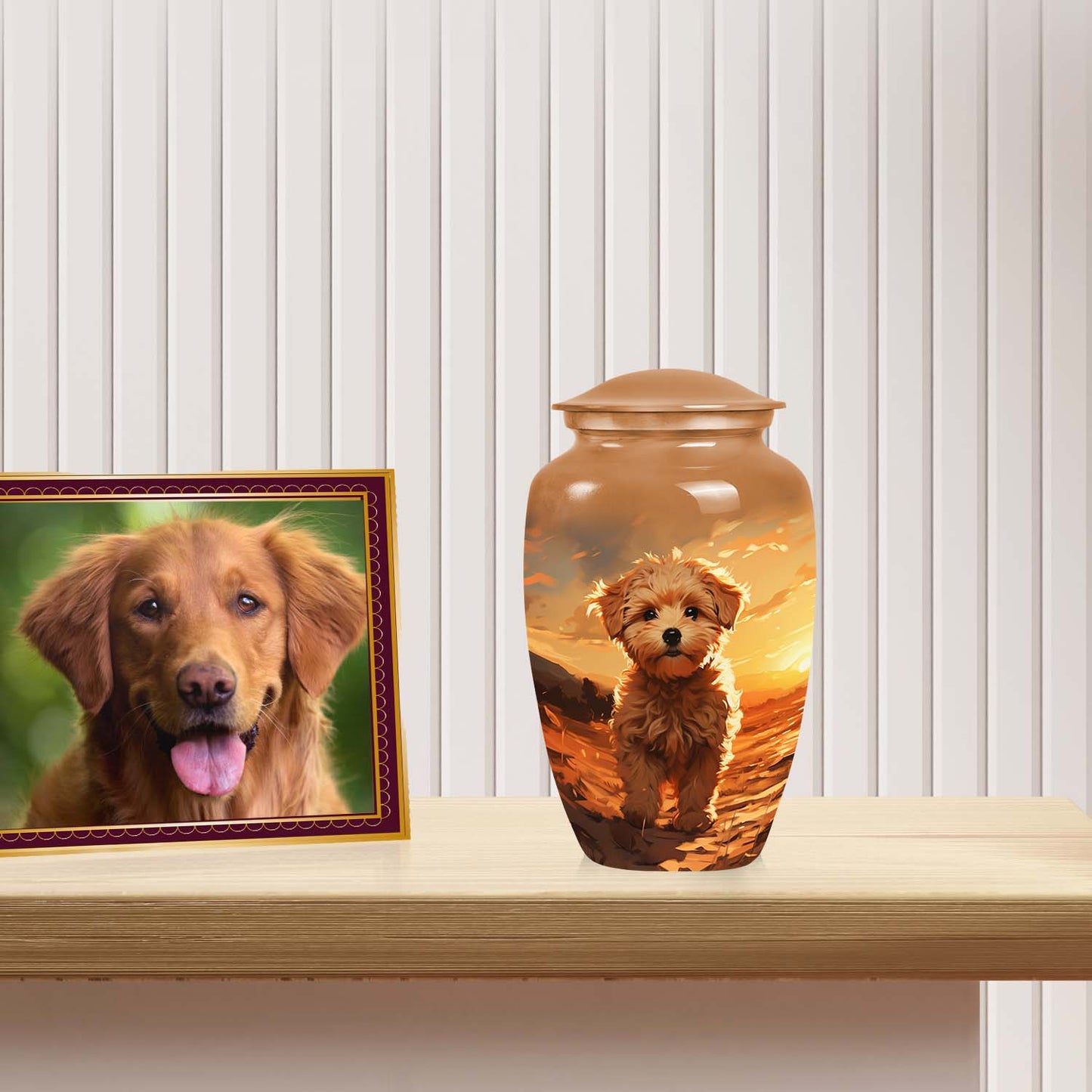 Brown Personalized Dog Keepsake Urn for Pet Ashes - Yatskia