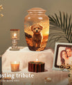Golden Brown Pet Cremation Urn for Poodle Dog - Keepsake Urn for Pet Ashes
