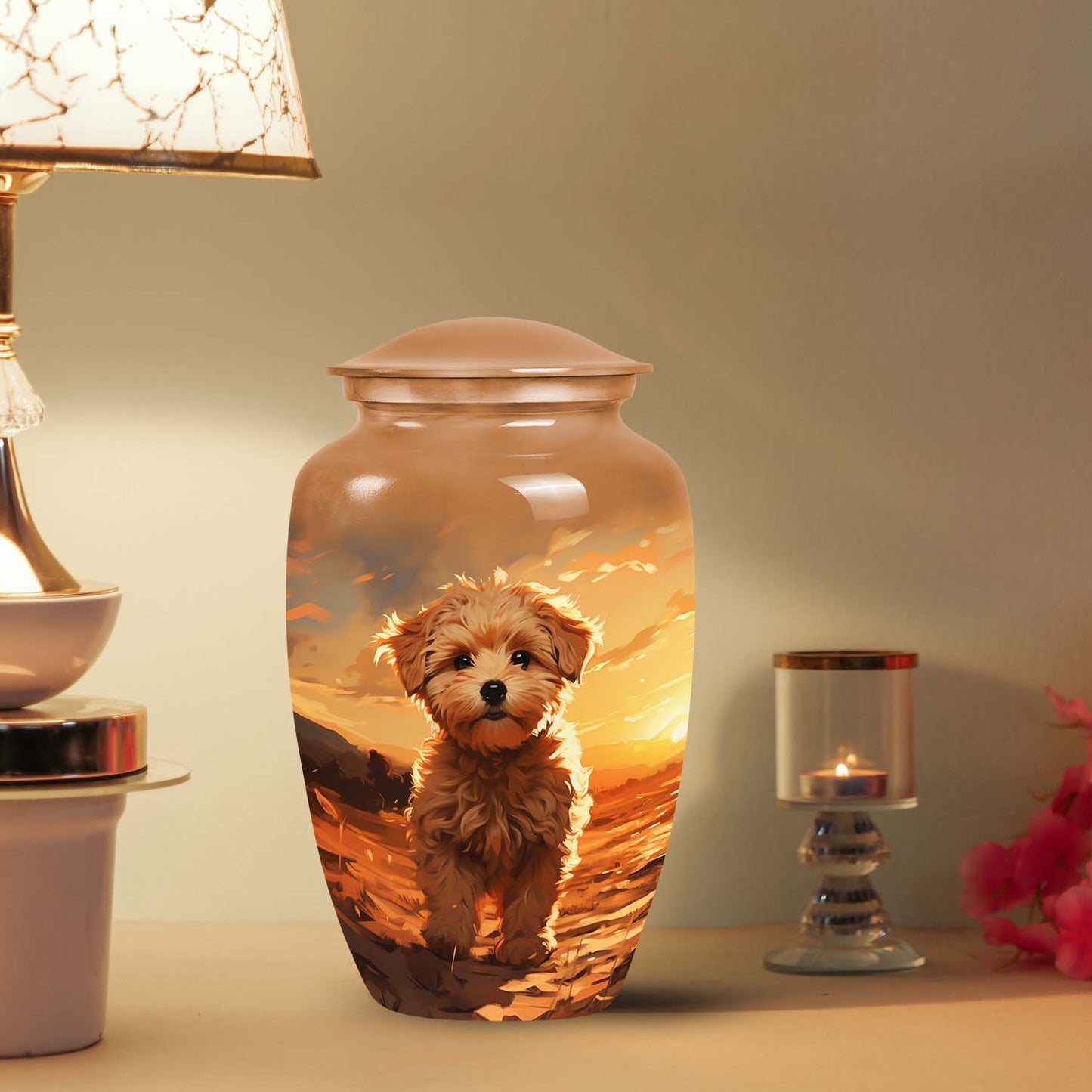 Brown Personalized Dog Keepsake Urn for Pet Ashes - Yatskia