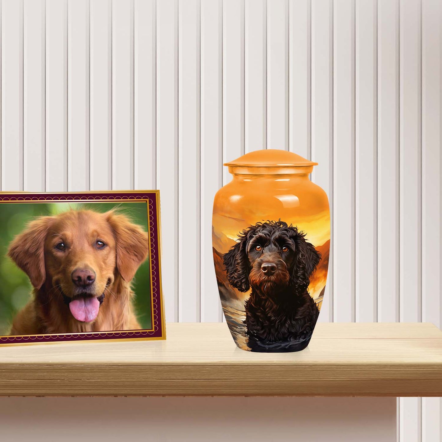 Orange Personalized Dog Cremation Urn for Pet Ashes - Yatskia