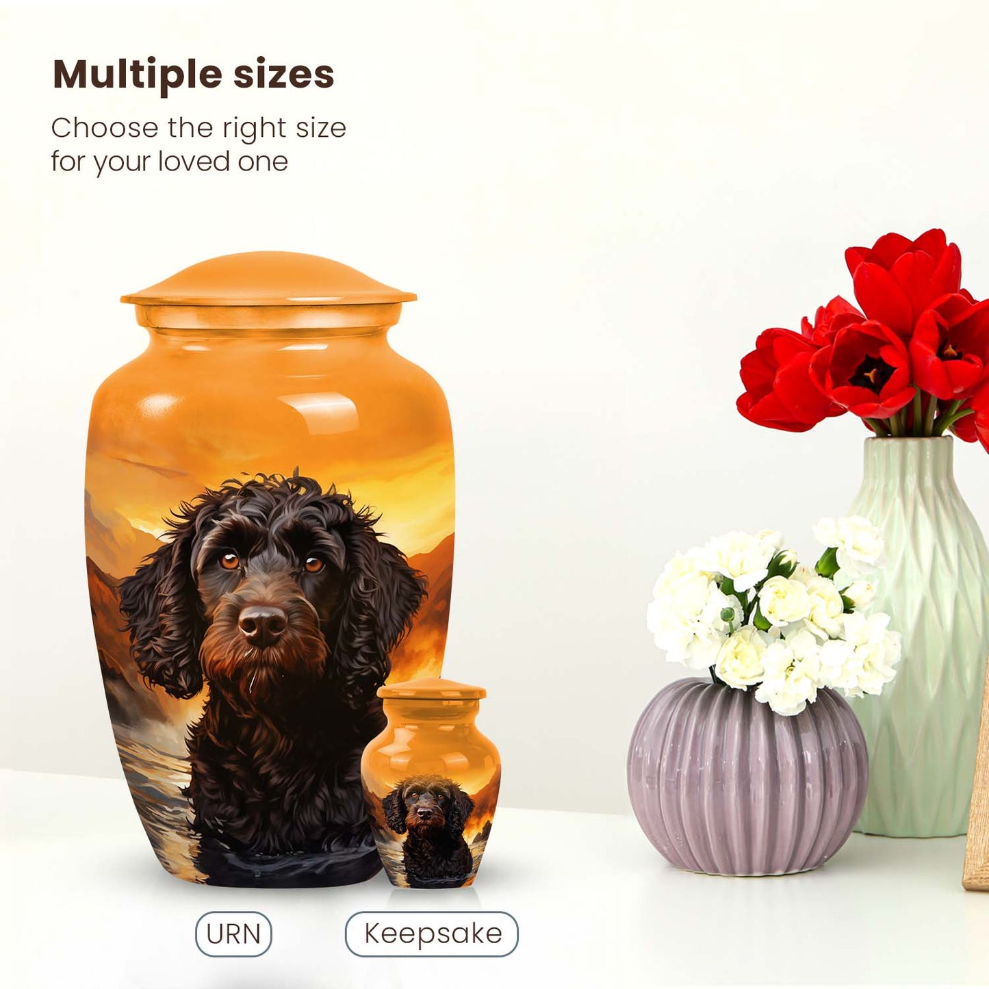 Orange Personalized Dog Cremation Urn for Pet Ashes - Yatskia