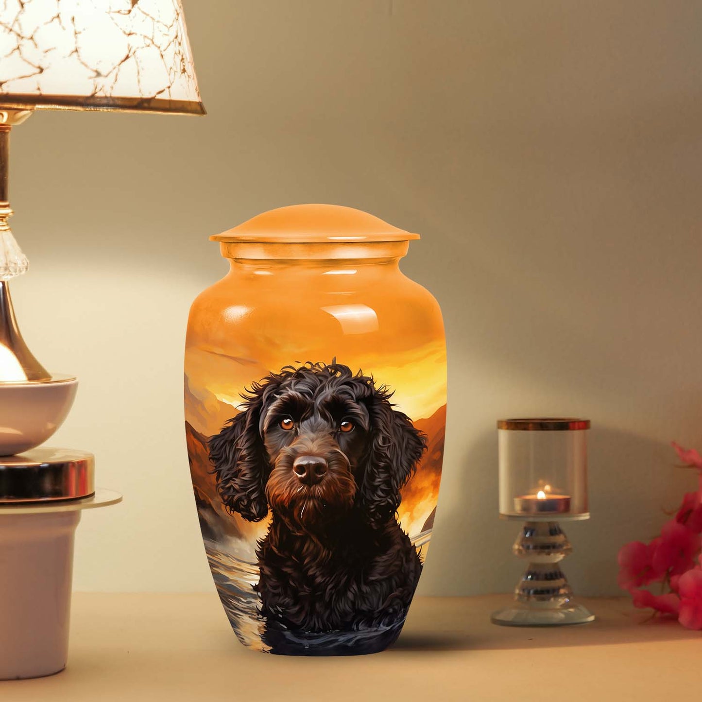 Orange Personalized Dog Cremation Urn for Pet Ashes - Yatskia