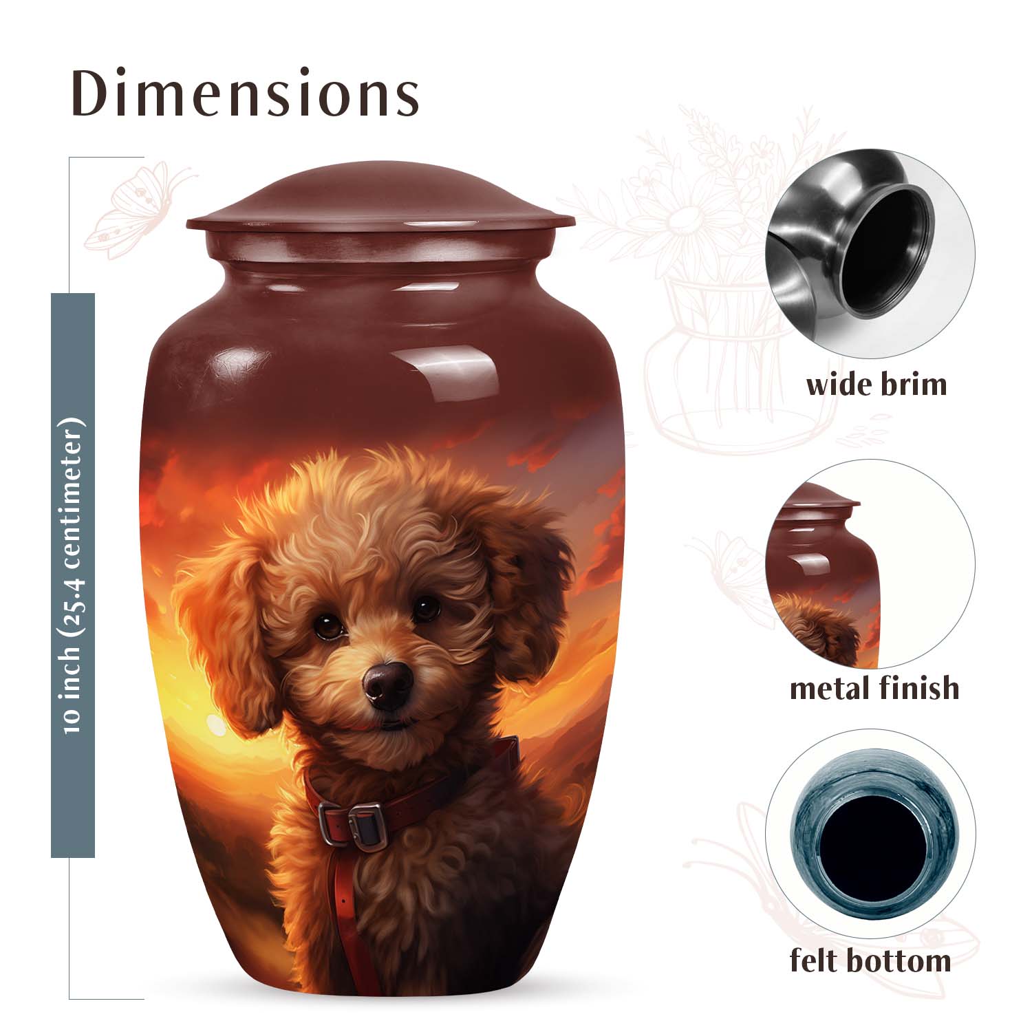 Poodle Pet Dog Memorial Urn For Ashes - Pet Urns for Ashes