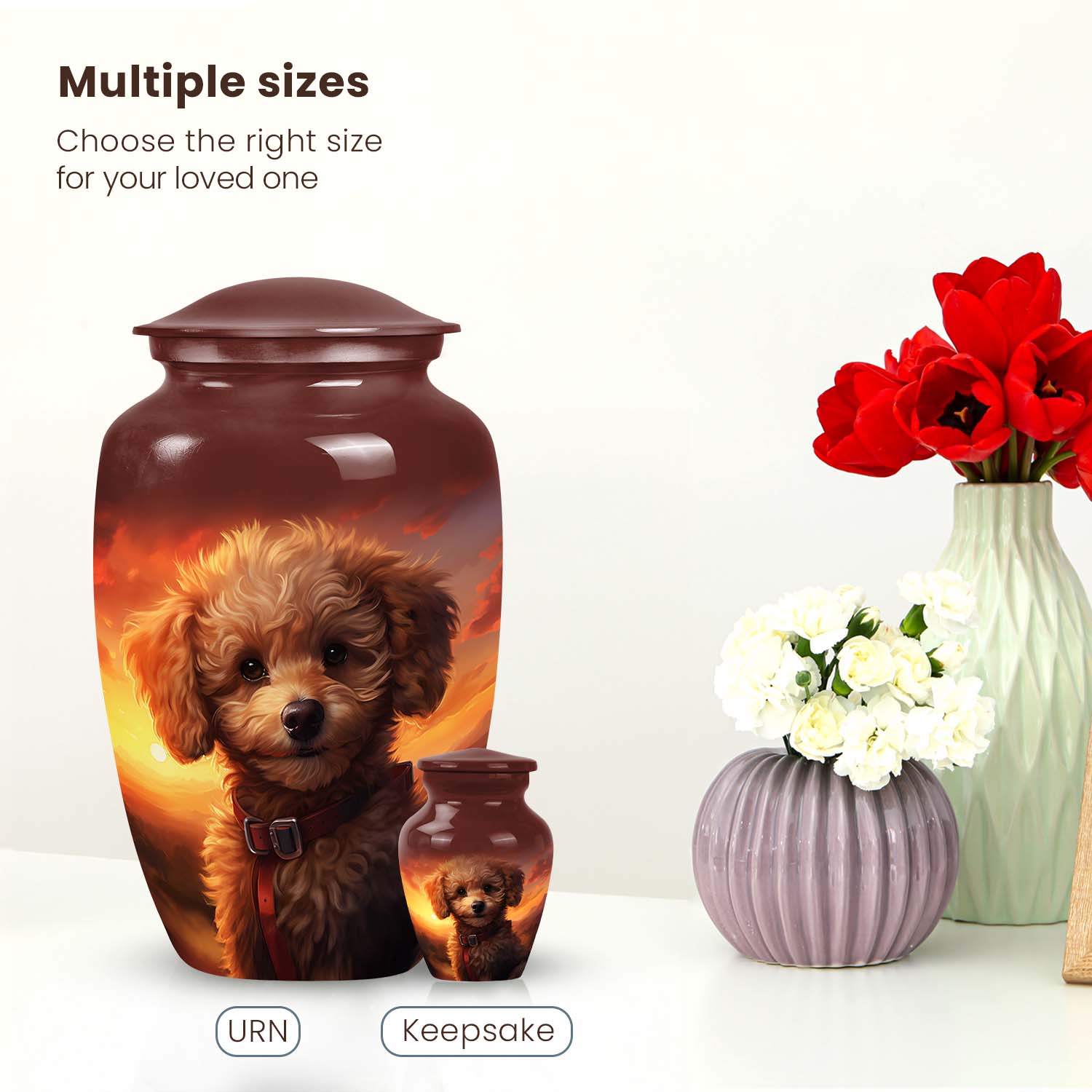 Poodle Pet Dog Memorial Urn For Ashes - Pet Urns for Ashes