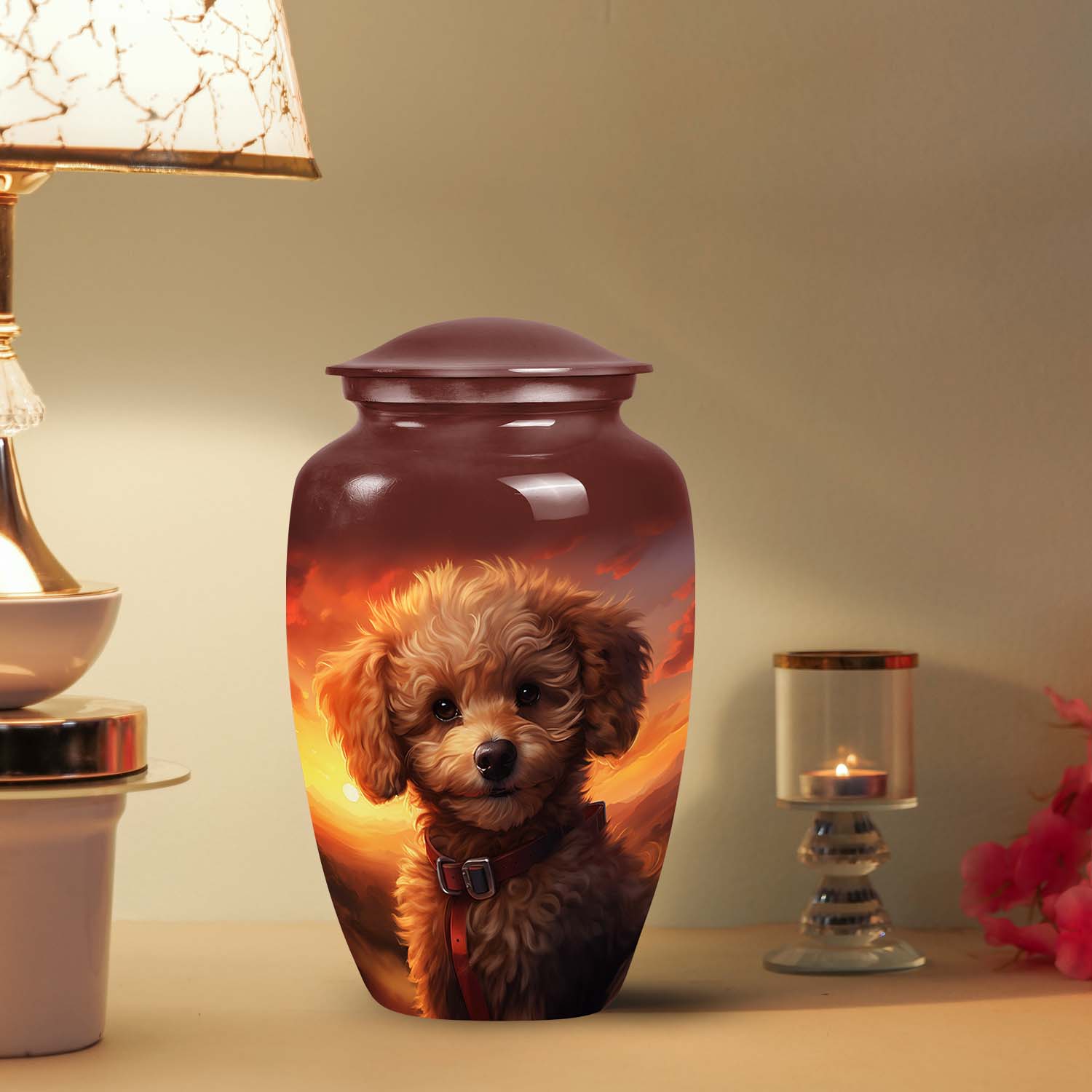 Poodle Pet Dog Memorial Urn For Ashes - Pet Urns for Ashes