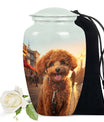 Poodle Memorial Cremation Urn For Ashes - Fiery Poodle Dog Cremation Urn