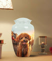 Poodle Memorial Cremation Urn For Ashes - Fiery Poodle Dog Cremation Urn