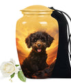 Poodle Urn for Pet Dog Ashes - Fiery Poodle Dog Cremation Urn