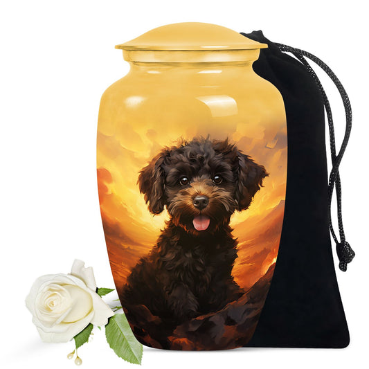 Poodle Urn for Pet Dog Ashes - Fiery Poodle Dog Cremation Urn