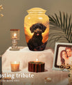 Poodle Urn for Pet Dog Ashes - Fiery Poodle Dog Cremation Urn