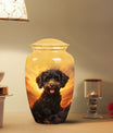 Poodle Urn for Pet Dog Ashes - Fiery Poodle Dog Cremation Urn
