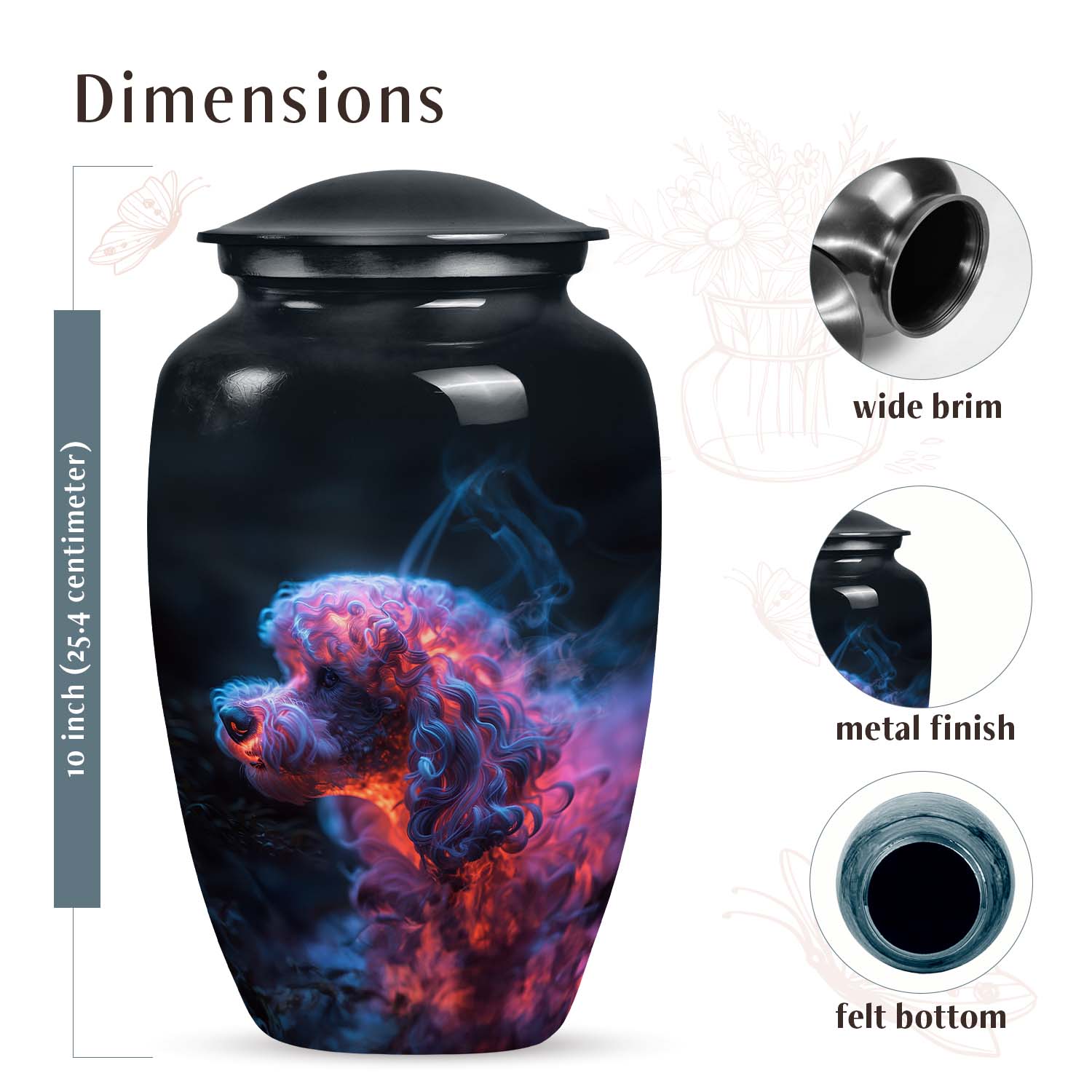 Handcrafted Poodle Urn for Personalized Pet Ashes - Large Dog Urn