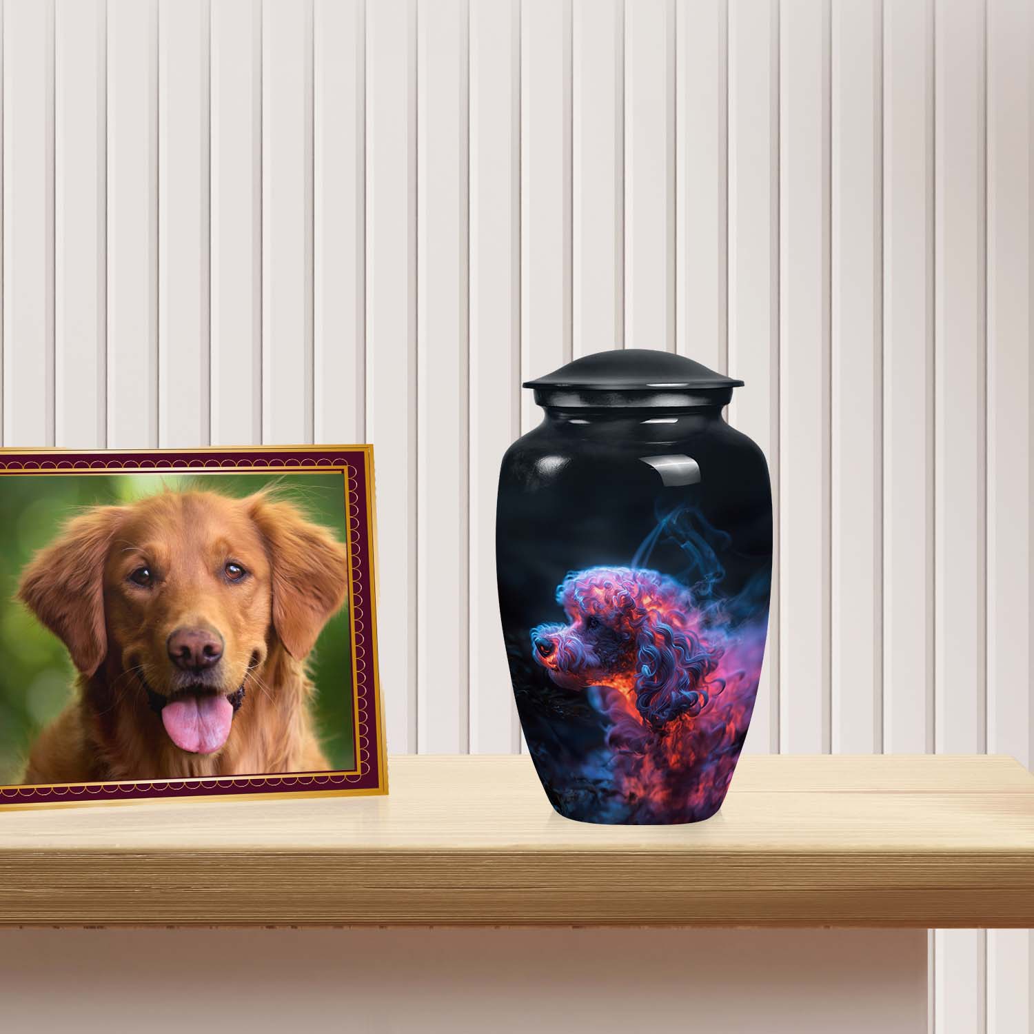 Handcrafted Poodle Urn for Personalized Pet Ashes - Large Dog Urn