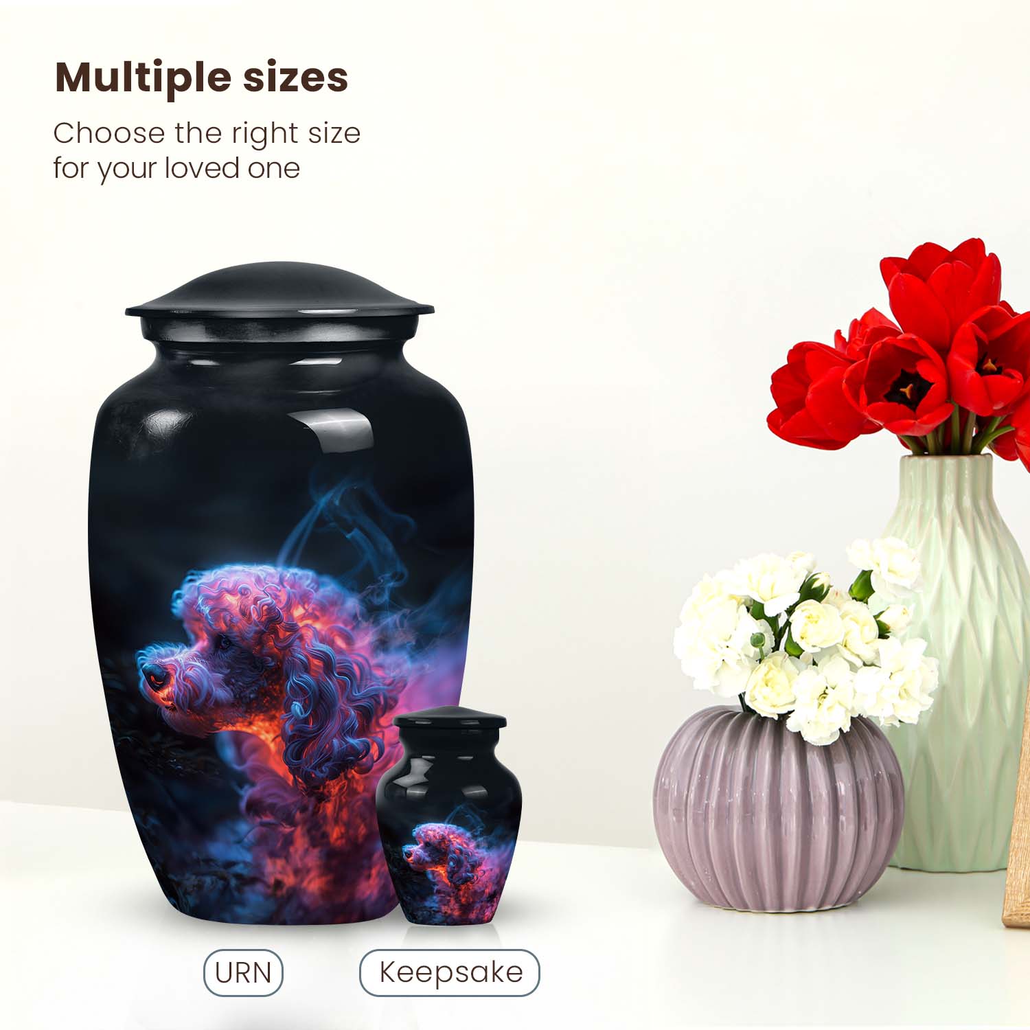 Handcrafted Poodle Urn for Personalized Pet Ashes - Large Dog Urn