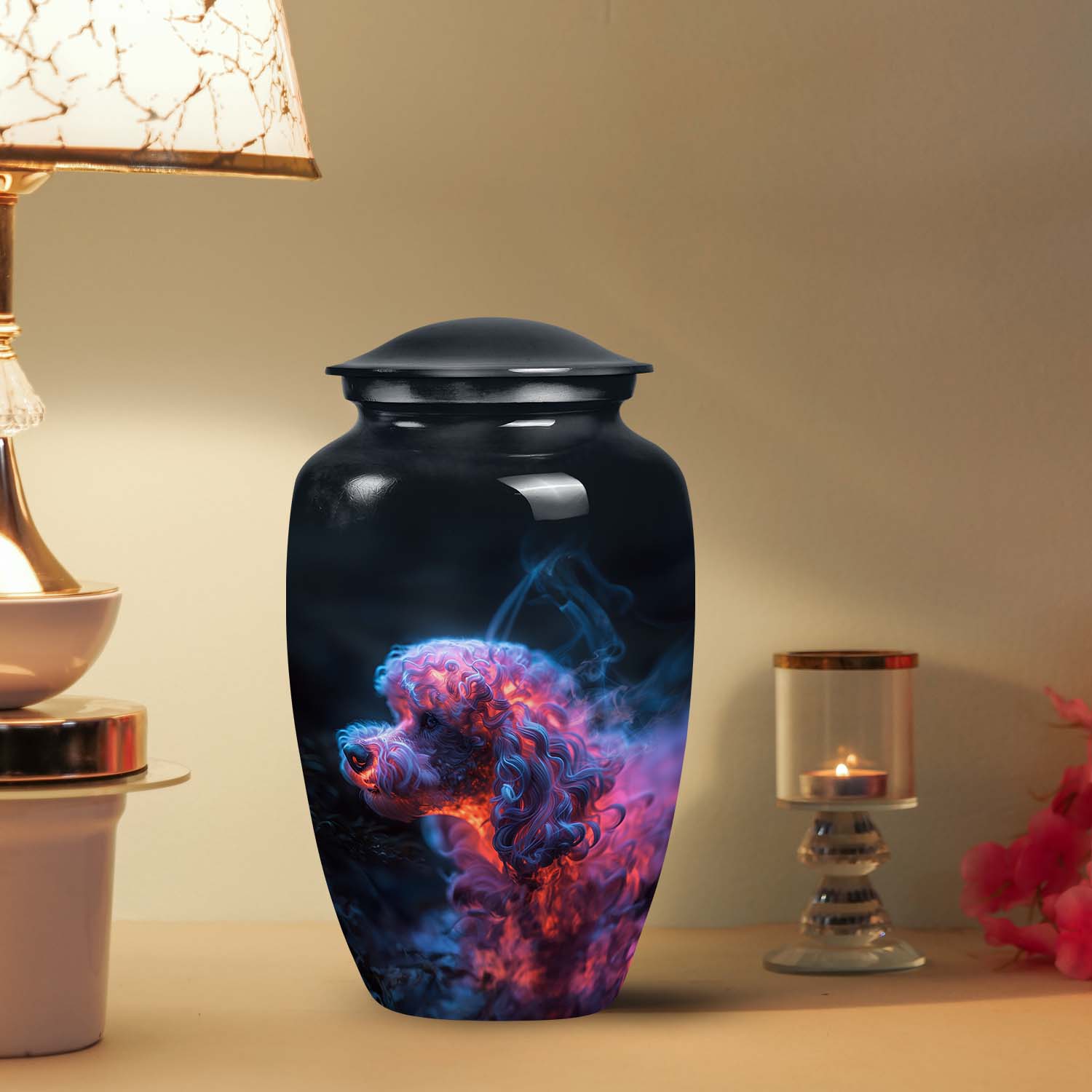 Handcrafted Poodle Urn for Personalized Pet Ashes - Large Dog Urn