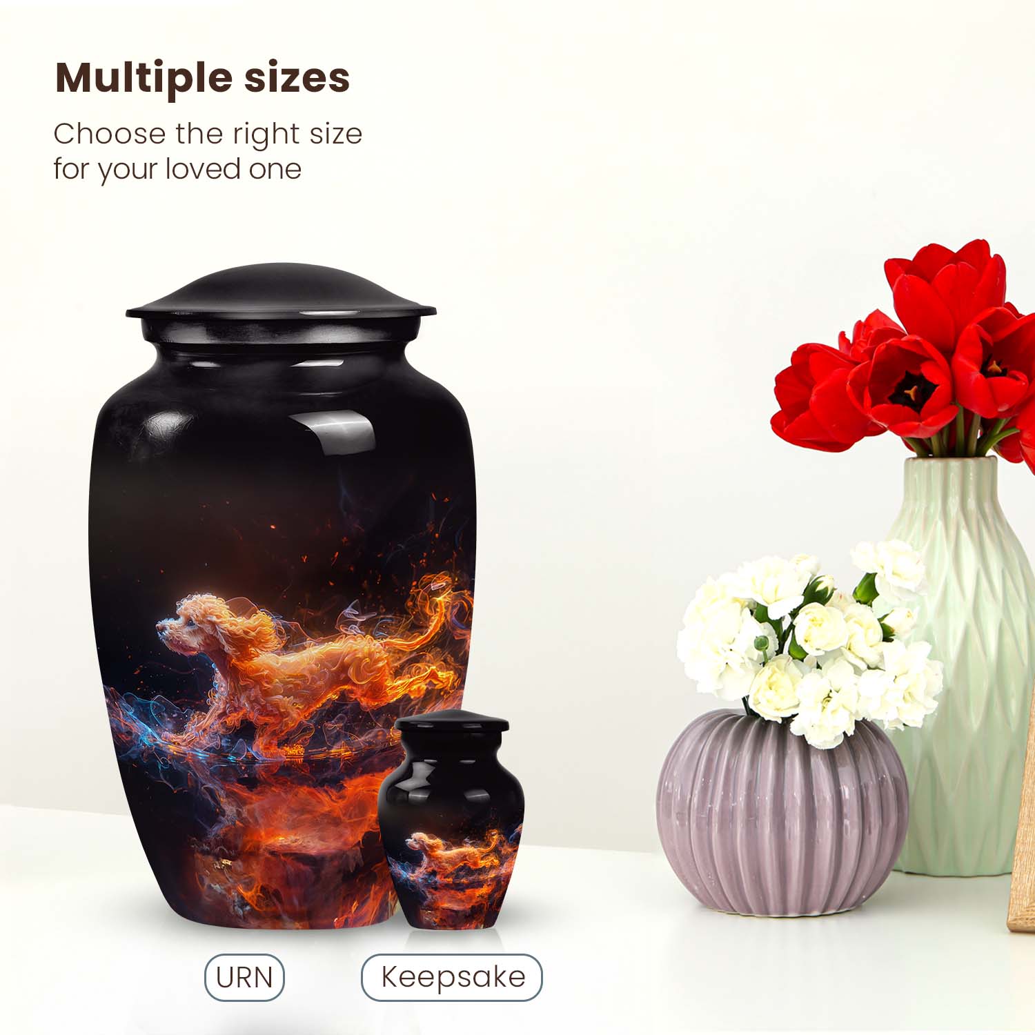 Handcrafted Miniature Poodle Urn for Pet Ashes - Dog Memorial Urn